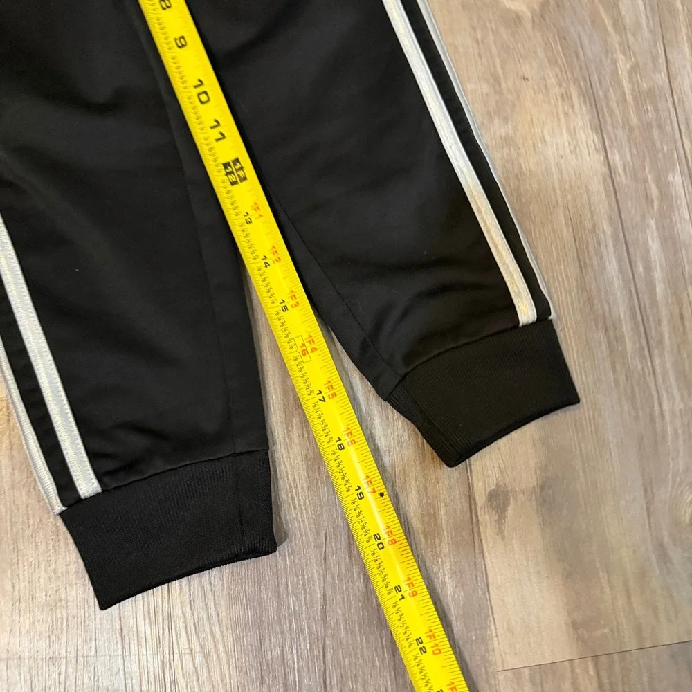 Adidas Girls Black Silver Iridescent Stripe Track‎ Pants Joggers Size 6X